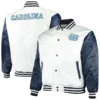 North carolina tar heels big tall whitenavy polyester varsity jacket 1