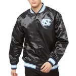 North Carolina Tar Heels Black Satin Varsity Jacket