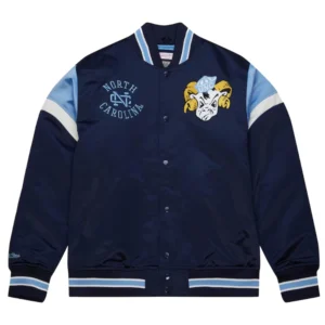 North carolina tar heels cooperstown full snap satin varsity jacket 2