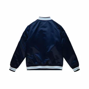 North carolina tar heels raglan full snap satin varsity jacket 2