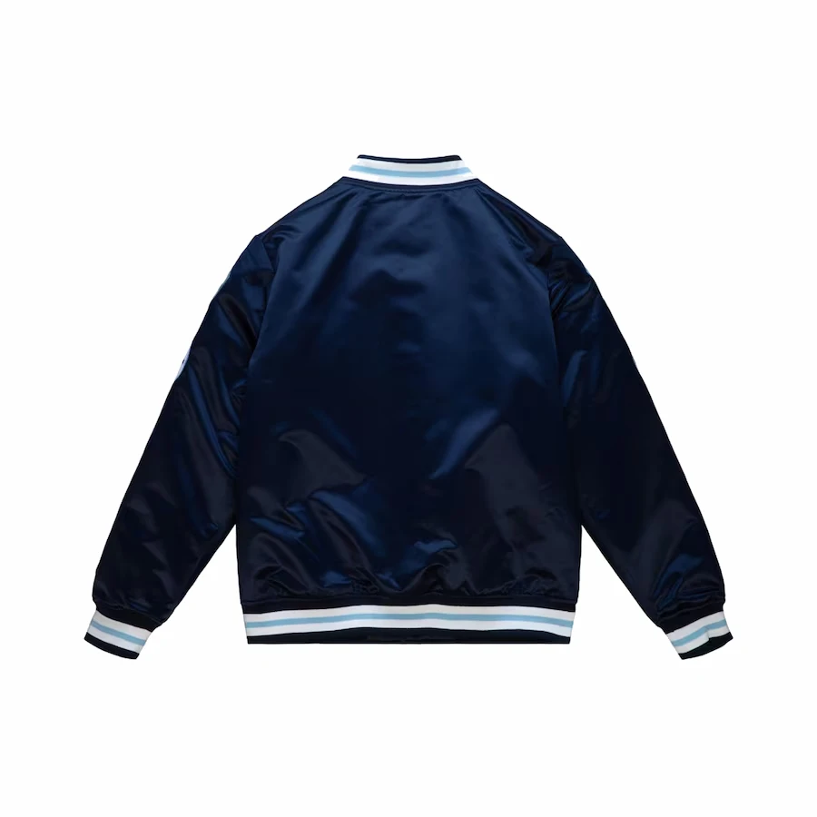 North carolina tar heels raglan full snap satin varsity jacket 2