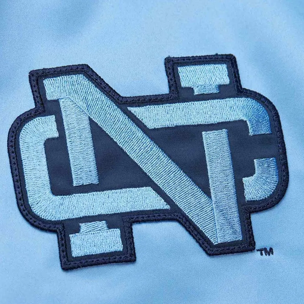 North carolina tar heels vintage logo light blue satin varsity jacket 1