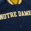 Notre dame fighting irish logo full zip navy satin varsity jacket 1