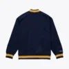 Notre dame fighting irish logo full zip navy satin varsity jacket 3