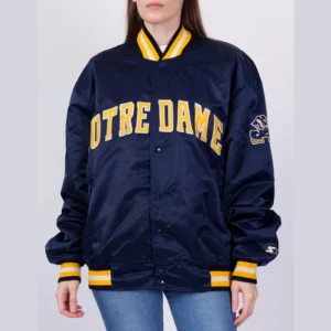 Notre dame fighting irish navy satin varsity jacket 6