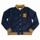 Notre dame fighting irish script navy satin varsity jacket 1
