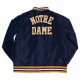 Notre dame fighting irish script navy satin varsity jacket