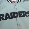 Oakland raiders raglan full snap satin varsity jacket 2