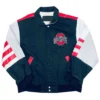 Ohio state buckeyes 1980s ohio bomber navy satin varsity jacket