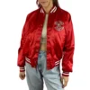 Ohio state buckeyes 1980s womens bomber red satin varsity jacket 1