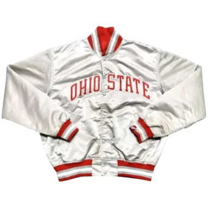 Ohio state buckeyes 90s silver satin varsity jacket 1