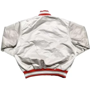 Ohio state buckeyes 90s silver satin varsity jacket