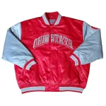 Ohio State Buckeyes Vintage Full-Snap Red/Gray Satin Jacket