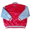 Ohio state buckeyes bomber red gray satin varsity jacket