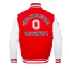 Ohio state buckeyes classic redwhite leather varsity jacket
