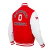 Ohio state buckeyes classic redwhite wool leather jacket