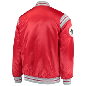 Ohio state buckeyes enforcer full snap satin varsity jacket red 3