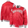 Ohio state buckeyes enforcer full snap satin varsity jacket red 5