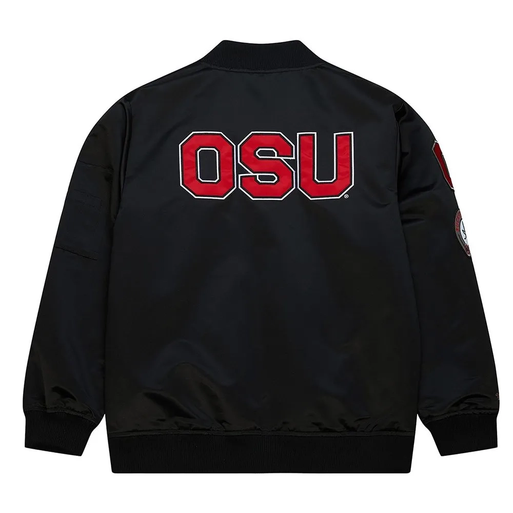 Ohio state buckeyes logo bomber black satin varsity jacket