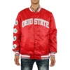 Ohio state buckeyes patches red satin varsity jacket 1