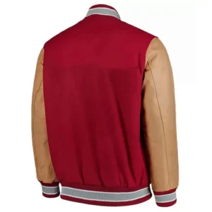 Ohio state buckeyes red beige wool leather varsity jacket