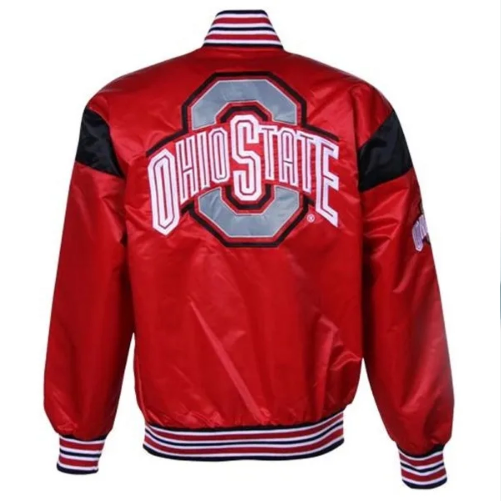 Ohio state buckeyes red satin varsity jacket 1