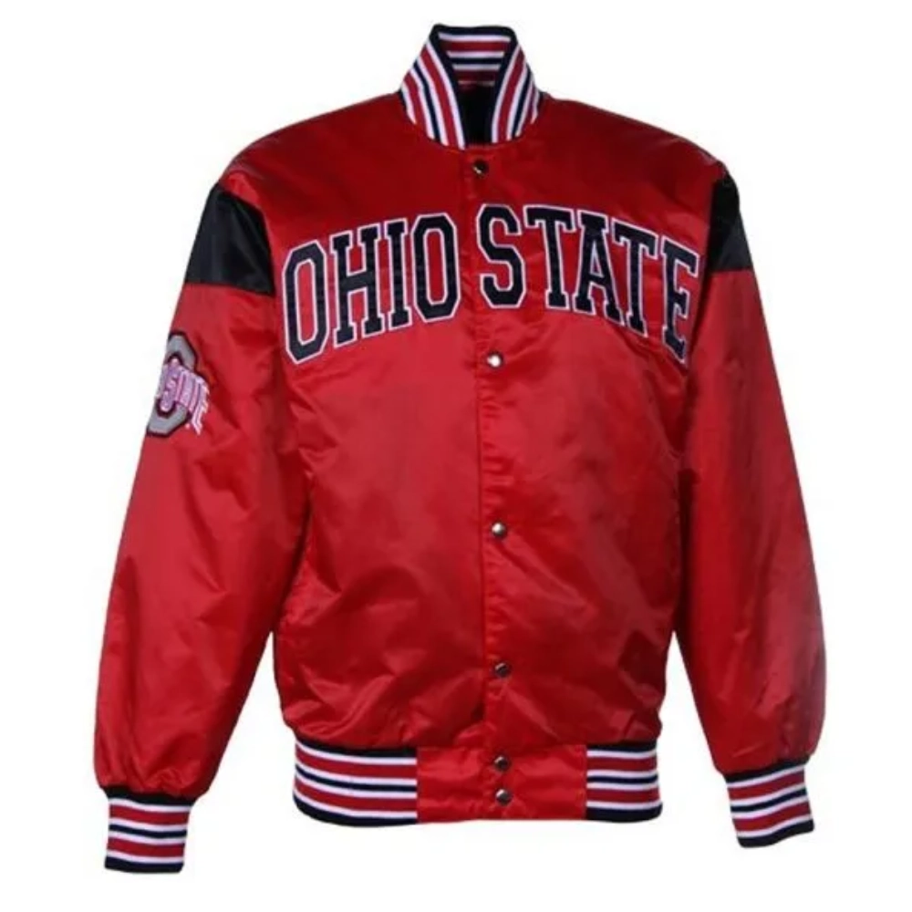 Ohio state buckeyes red satin varsity jacket 2