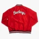 Ohio state buckeyes script logo bomber red satin varsity jacket