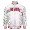 Ohio state buckeyes team spirit silver satin varsity jacket