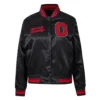Ohio state buckeyes womens black satin varsity jacket