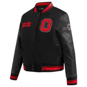 Ohio state buckeyes womens classic black varsity jacket