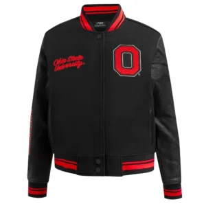 Ohio state buckeyes womens wool leather varsity jacket