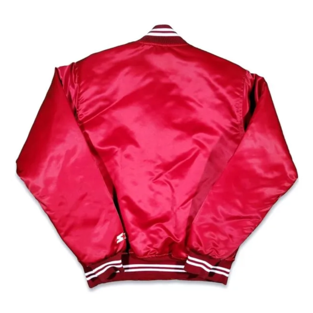 Oklahoma sooners 80s red bomber satin varsity jacket 2