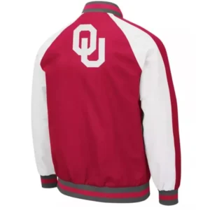 Oklahoma sooners colosseum crimson polyester varsity jacket 1