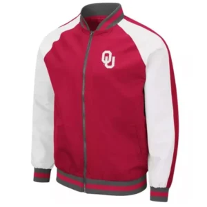 Oklahoma sooners colosseum crimson polyester varsity jacket 2