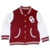 Oklahoma sooners full snap maroon wool varsity jacket 2