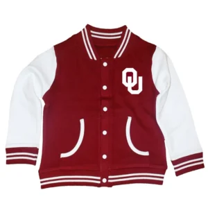 Oklahoma sooners full snap maroon wool varsity jacket 2