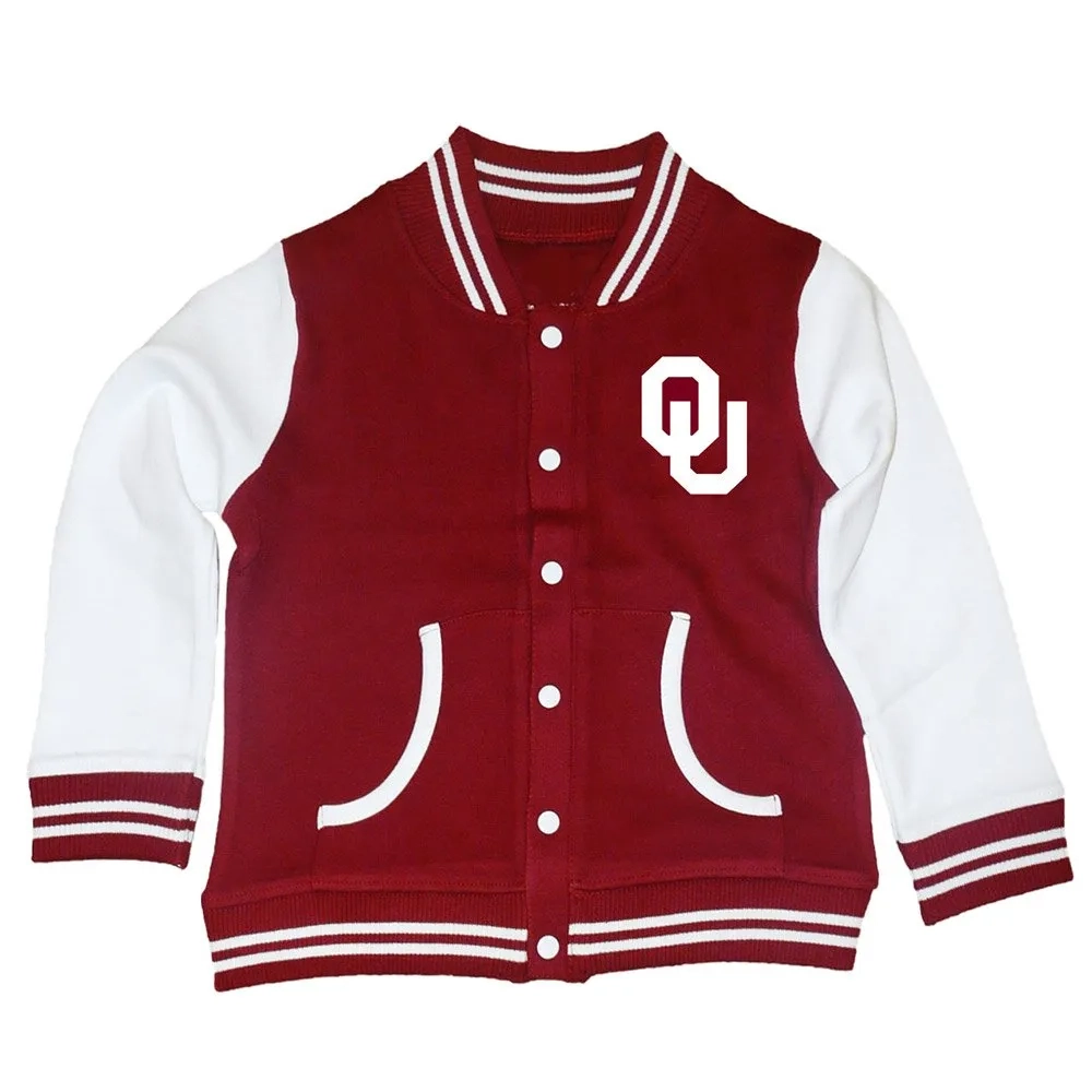 Oklahoma sooners full snap maroon wool varsity jacket 2