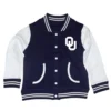 Oklahoma sooners full snap navy wool varsity jacket 1