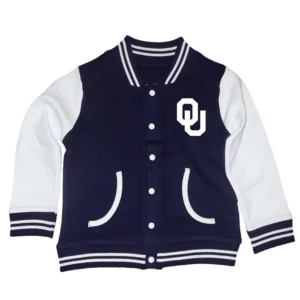 Oklahoma sooners full snap navy wool varsity jacket 1