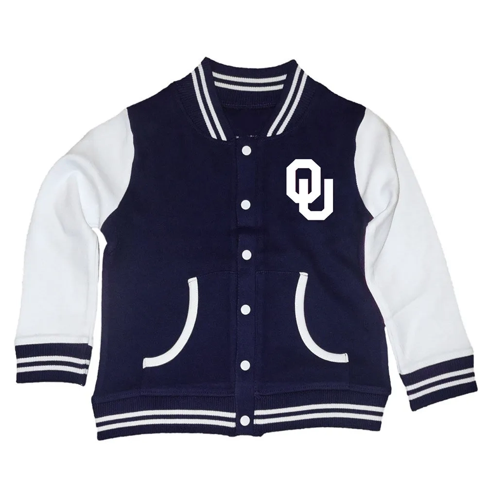 Oklahoma sooners full snap navy wool varsity jacket 1