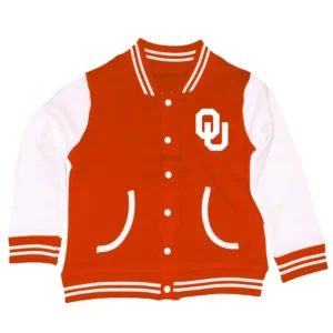 Oklahoma sooners full snap orange wool varsity jacket 2