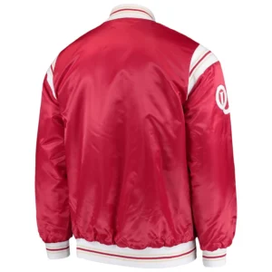 Oklahoma sooners the enforcer red satin varsity jacket 4