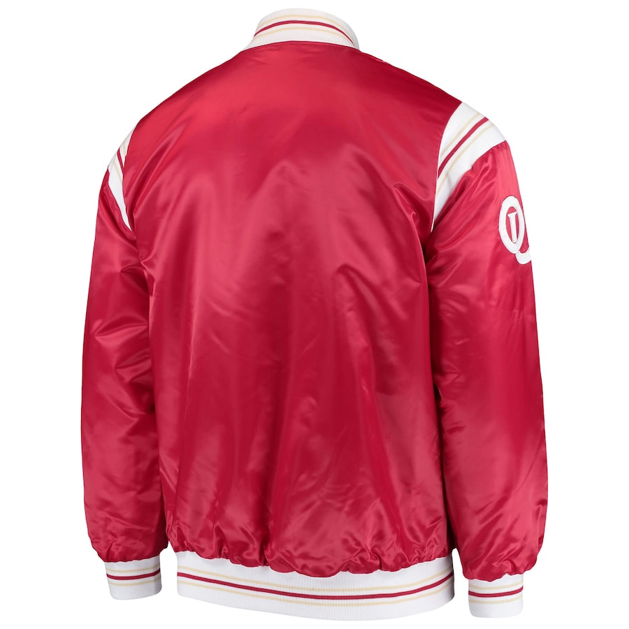 Oklahoma sooners the enforcer red satin varsity jacket 4
