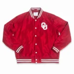 Oklahoma Sooners Vintage Script Red Satin Jacket