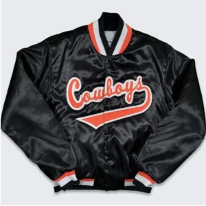 Oklahoma state cowboys 90s black bomber satin varsity jacket 1