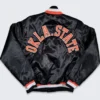 Oklahoma state cowboys 90s black bomber satin varsity jacket