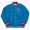 Ole miss tradition full snap blue satin varsity jacket 2