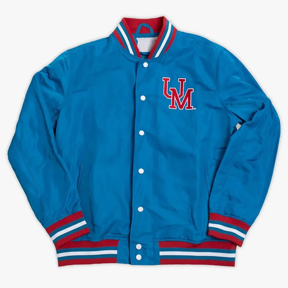 Ole miss tradition full snap blue satin varsity jacket 2