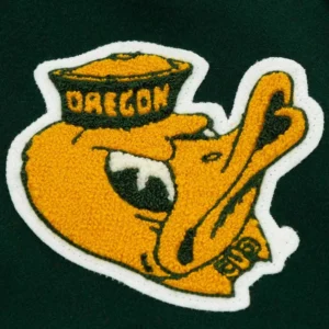 Oregon ducks 1967 university green wool leather varsity jacket 1